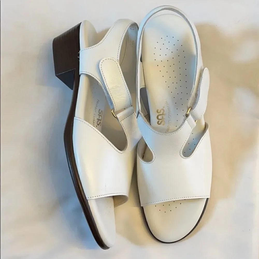 SAS SANDALS. WHITE LEATHER. NEW - Picture 2 of 9